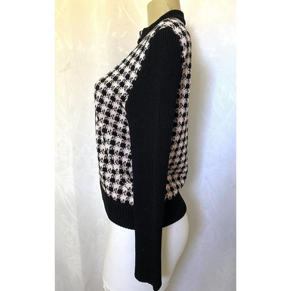 St John Blazer Jacket Cardigan Bomber Santana Knit Long Sleeve Black Pin… - Picture 3 of 8